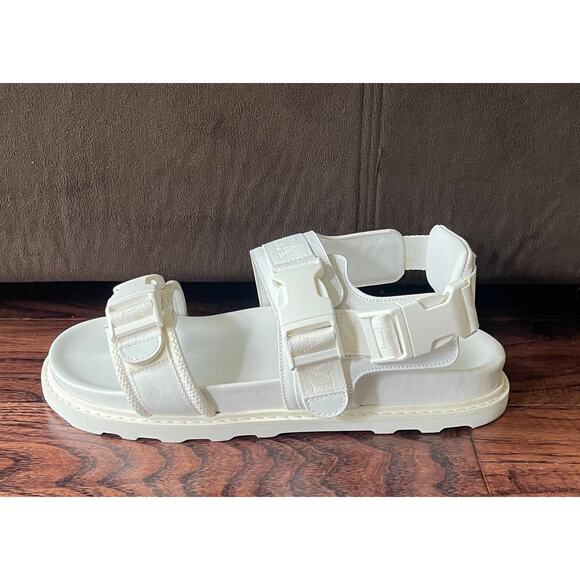 $775 NIB Bottega Veneta Textile Leather Strap Open Toe Sandals White 44(11) main image 11